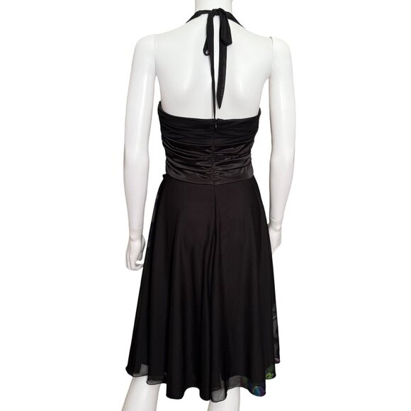 Xoxo Black Halter Cocktail Dress W/ Rhinestone Detail Medium - Picture 2 of 9